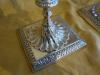 Sterling candlestick, close-up of base